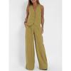 Fashion Vest, Pants, Patchwork, Cotton and Linen Casual Suit for Women