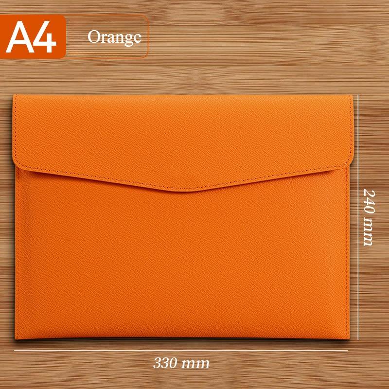 1PC Fashion A4 Leather Document Bag High-end Document Bag Information Bag Waterproof Business Office Snap Buckle Thickened Storage Bag