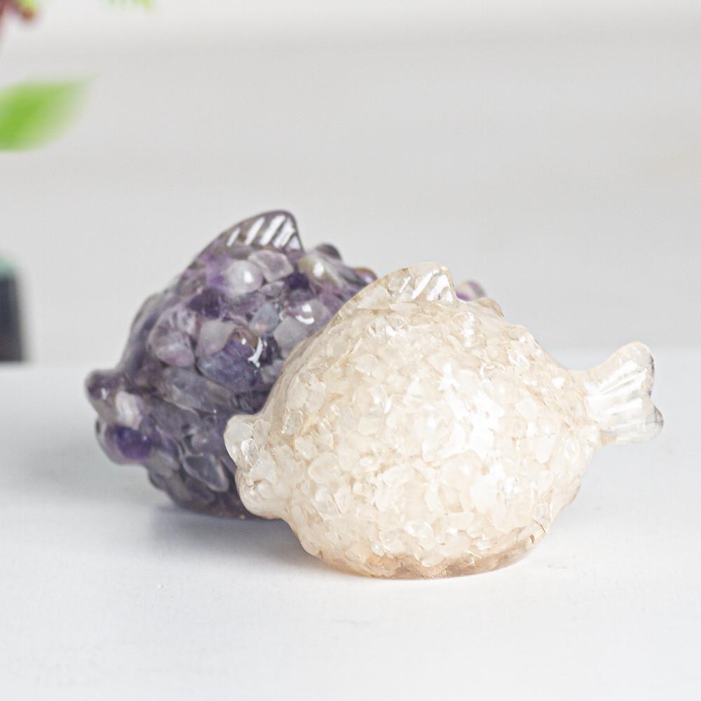 Natural Crystal Filled Resin Figurine For Office Desk Decoration And Holiday Gifts