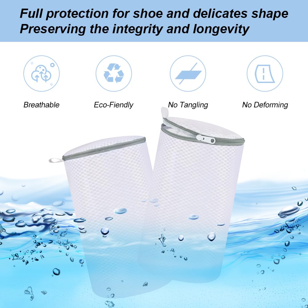 Shoe Washing Machine Bag Honeycomb Mesh Shoe Laundry Bag with Zipper for Sneakers Running Shoes Sock Bras and Toys