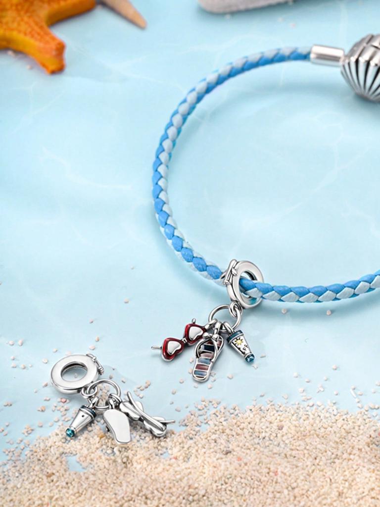 Charms Plata Blue Ocean Beads Charm Copper Plated Fit Charms Copperoriginal Bracelet For Jewelry Making Diy Charm