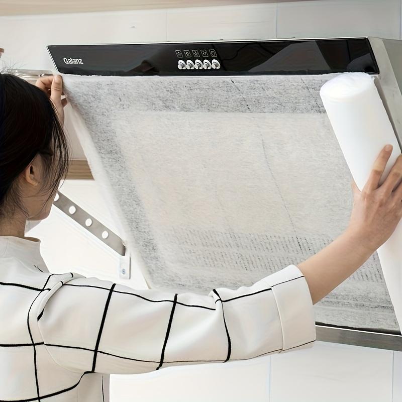 1Roll Range Hood Oil Cover, Range Hood Filter, High-Temperature Resistant Kitchen Fireproof Filter Membrane Non-Woven Dust Cover