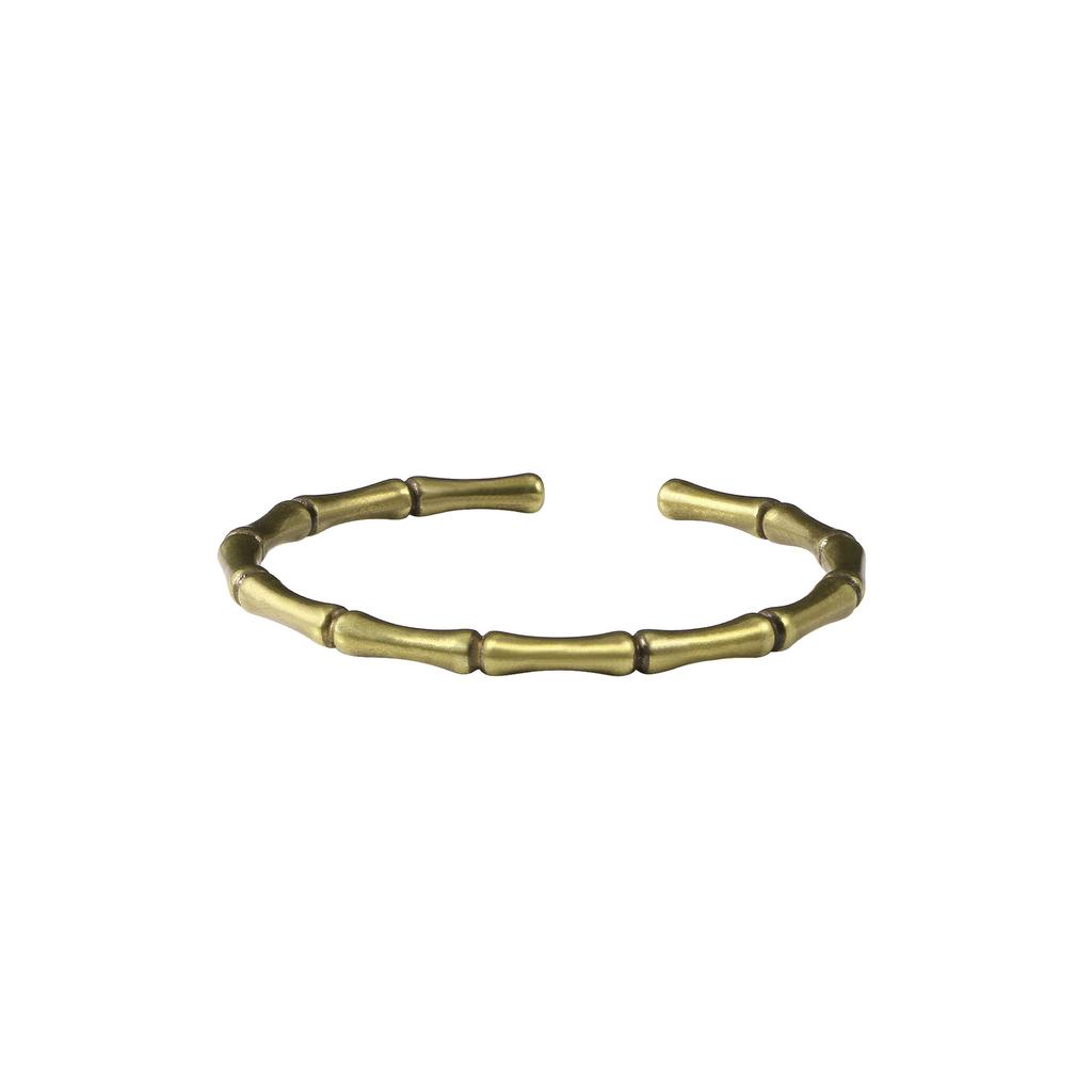 Bracciale Rigido Vintage Fatto a Mano con Segmenti di Bambù Aperti Braccialetto di Sicurezza Regalo Versatile per Coppia per Donne