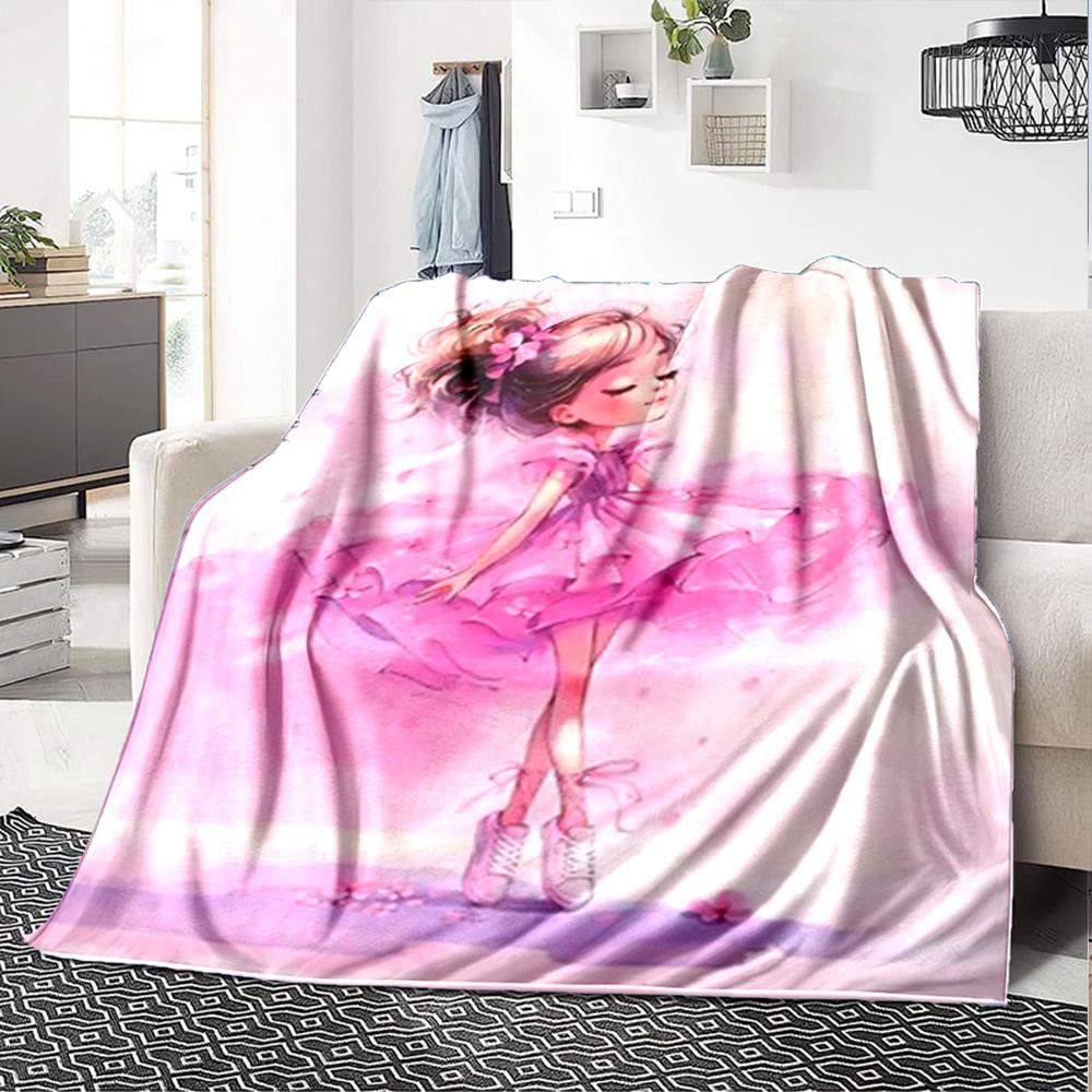Floral Ballerina Dance Gift Blanket Durable Comfort Suitable for Sofa Couch Office Bed Picnics All-Season Use Digital Print Perfect GiftY19