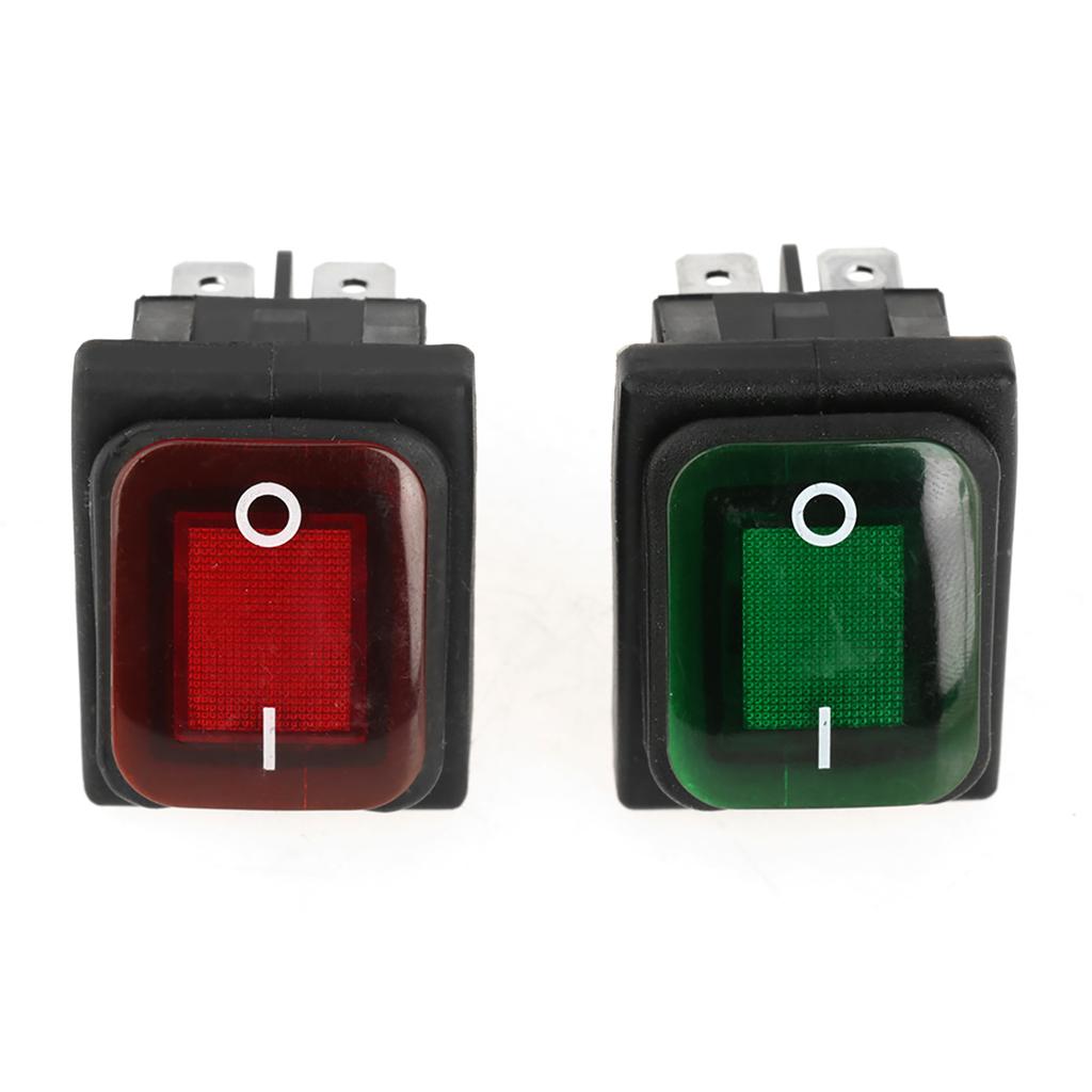 4 Pcs  Set Black Waterproof 4 Pin 2 Position On OFF Red Green Lamp Rocker Switch
