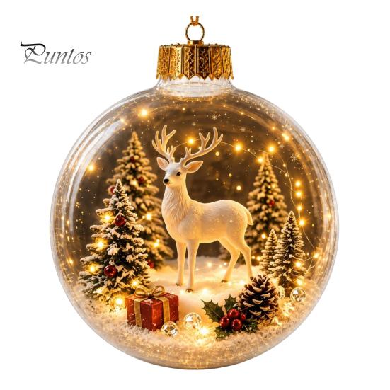 Seasonal Decorative Gifts Light Up Christmas Scene Ball Ornament with Warm LED Glowing Holiday Story for Clear Acrylic Hanging Balls Tree Decor