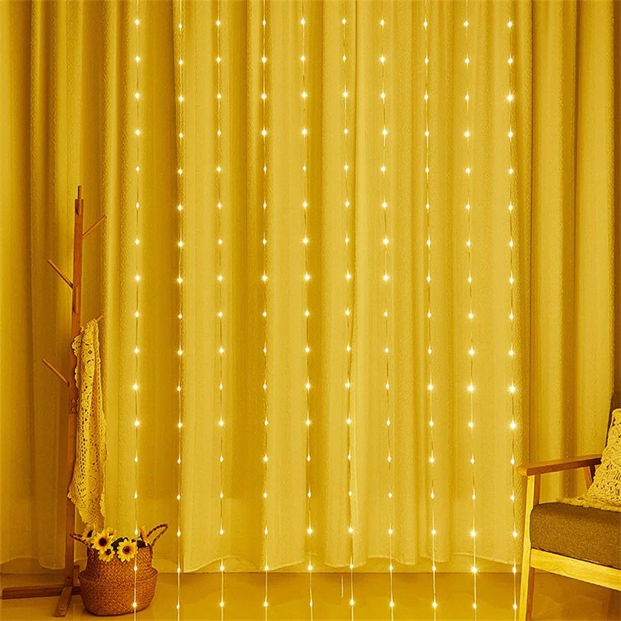 3X3M 300 LED PVC Waterfall Curtain Fairy Light Meteor Shower Rain String Light Water Flow Icicle Light For Wedding Party Decor