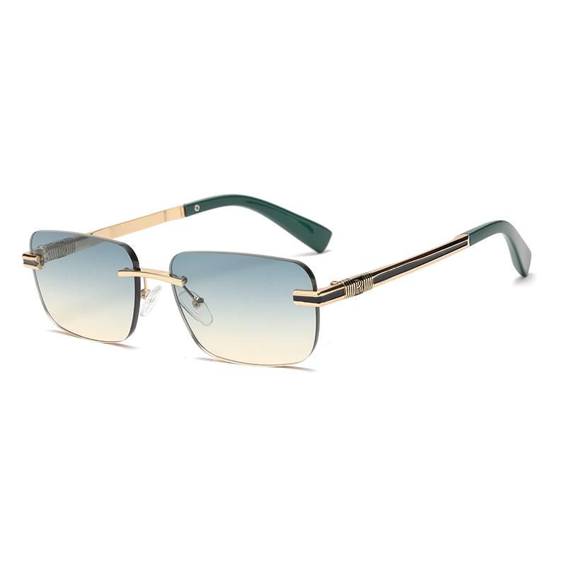 Light luxury half-frame square sunglasses, black-frame simple business driving sunglasses, men's outdoor travel sunshade glasses