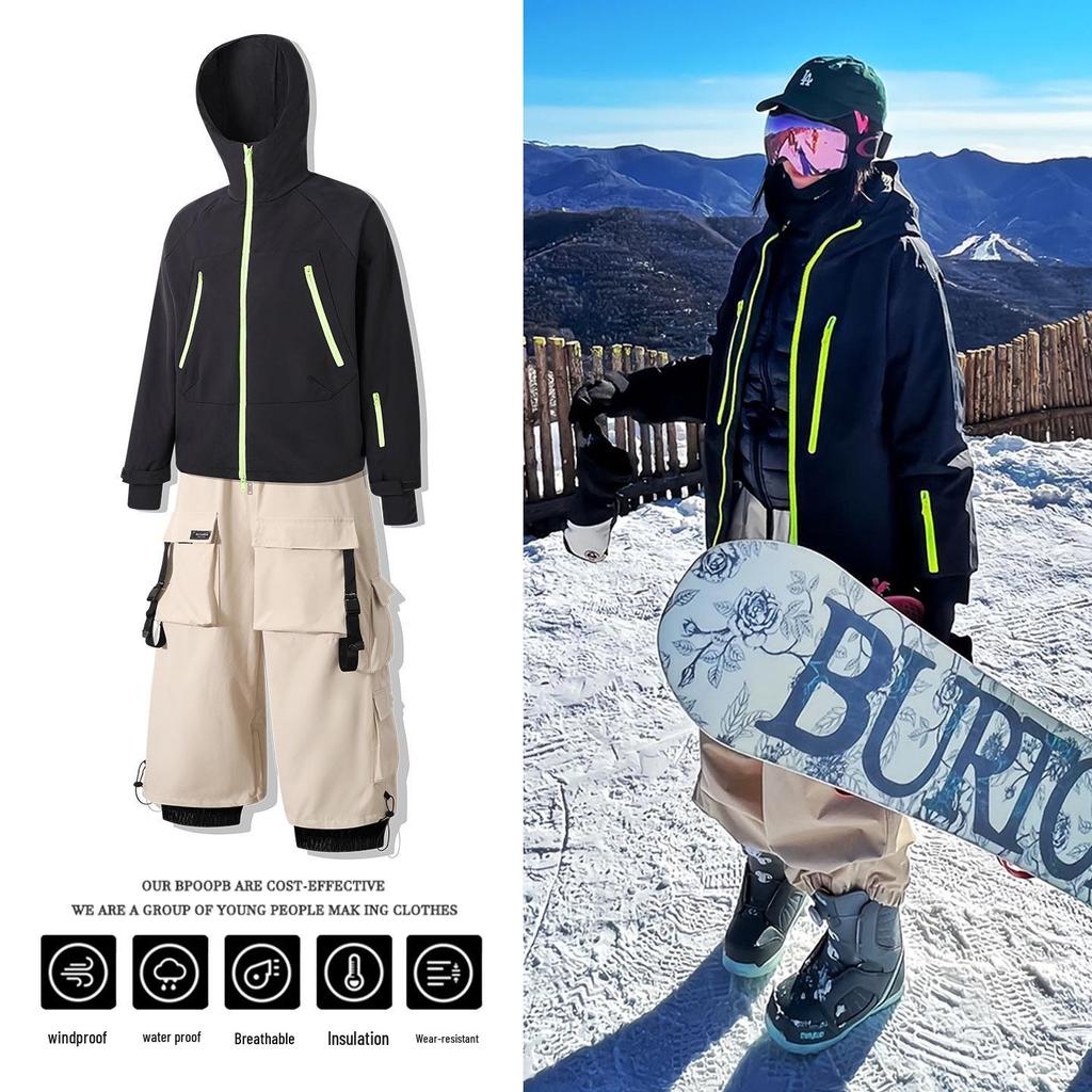 2026 American Snow Town Men's & Women's Waterproof Ski Suit Set - Warm, Niche Outdoor Snowsuit for Snowboarding & Skiing