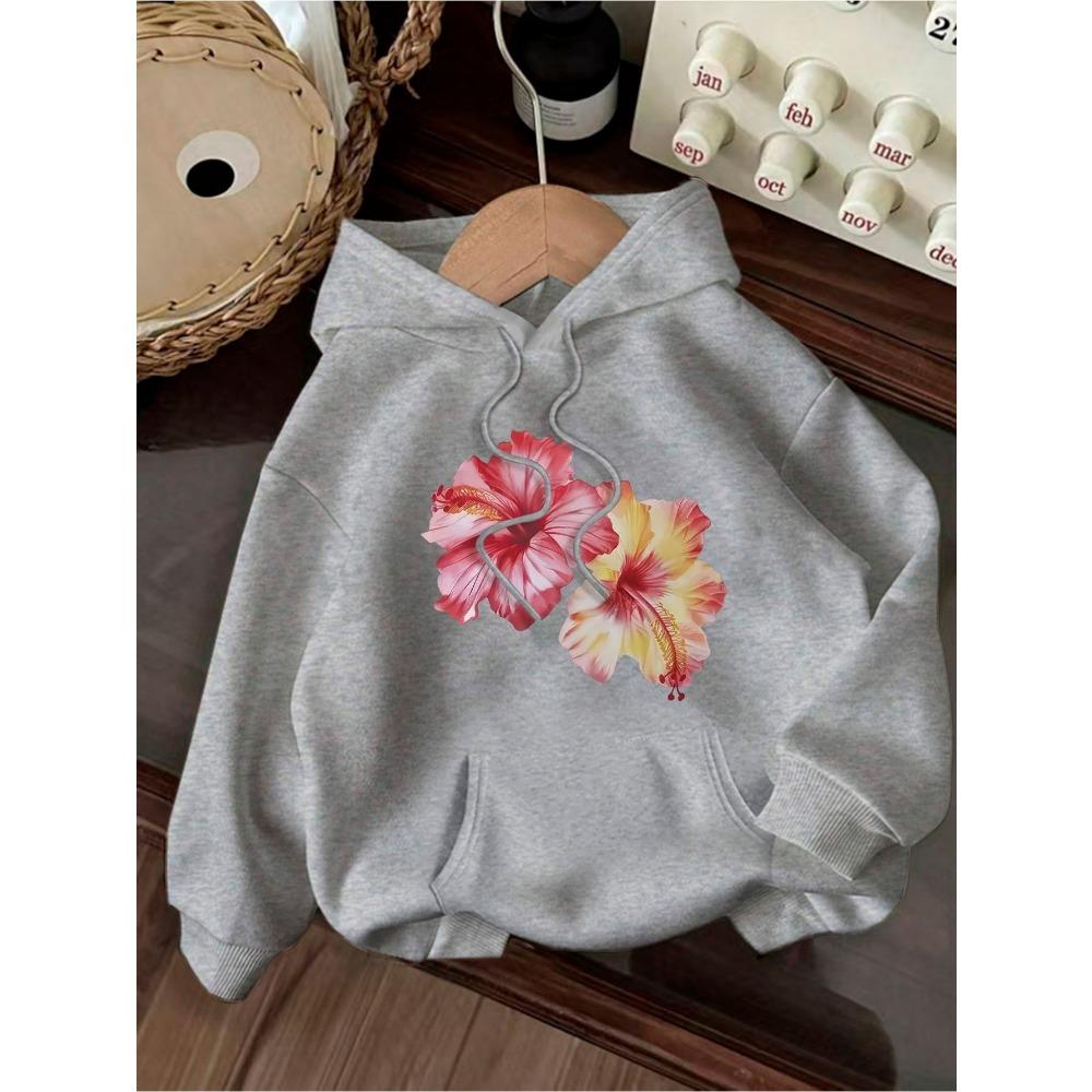 Colorful Floral Pattern Printed Women's Autumn and Winter Round Neck Hoodie Casual Long Sleeved Top Sweatshirt Women's Clothing