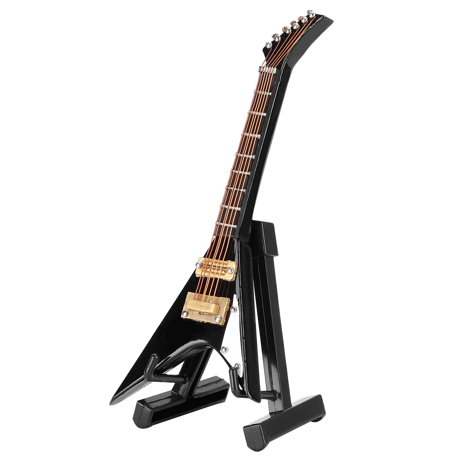 

Гитара украшения миниатюрные украшения V-образный мини музыкальный инструмент модель подарок черный 10 см