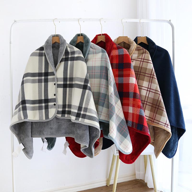 Multifunctional Moisture-Wicking Heat-Generating Flannel Nap Blanket - Fleece Shawl for Office & Kids