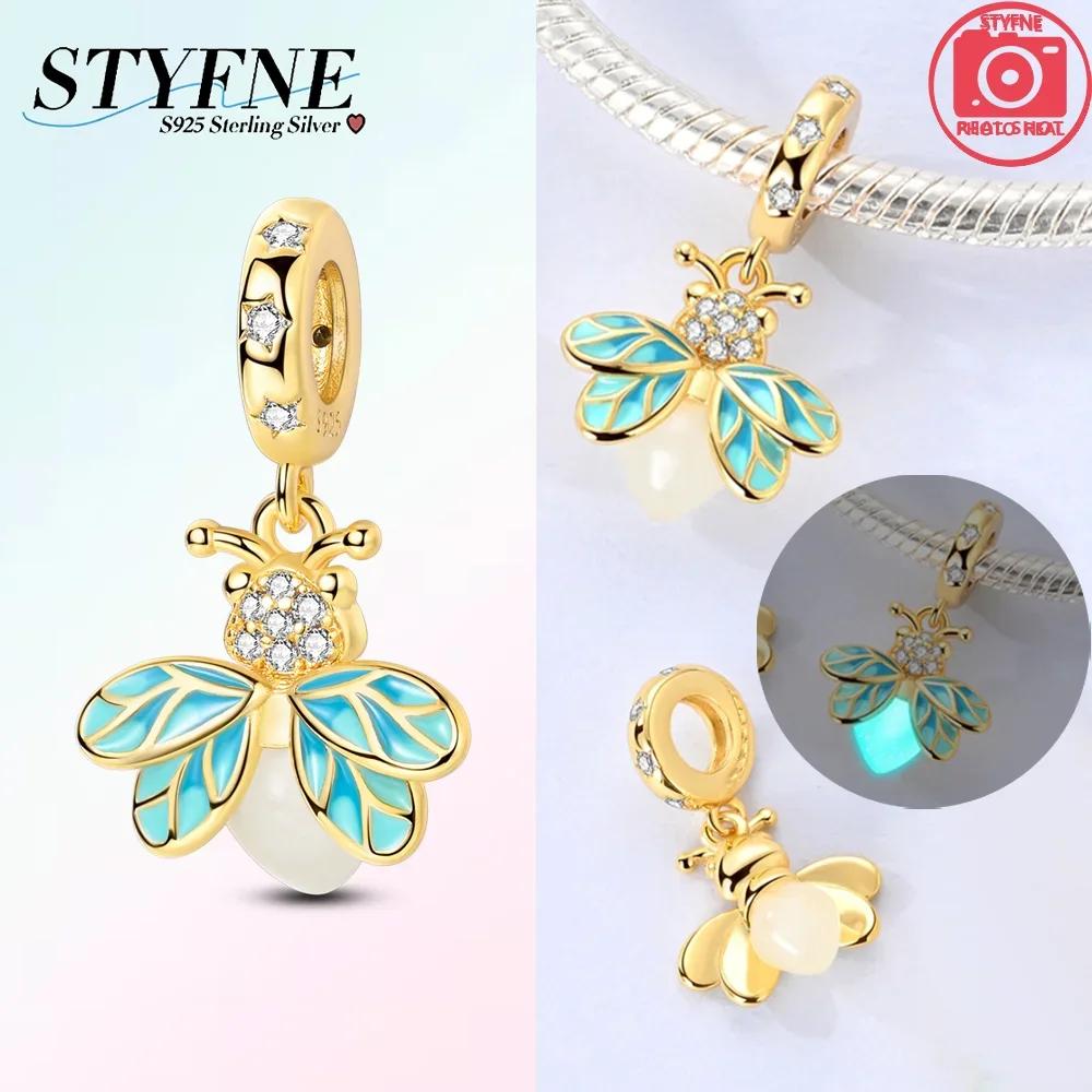 Cute Copper Gold Color Fireflies Luminous Charms Beads Fit Original Bracelets Diy Jewelry Gift Making