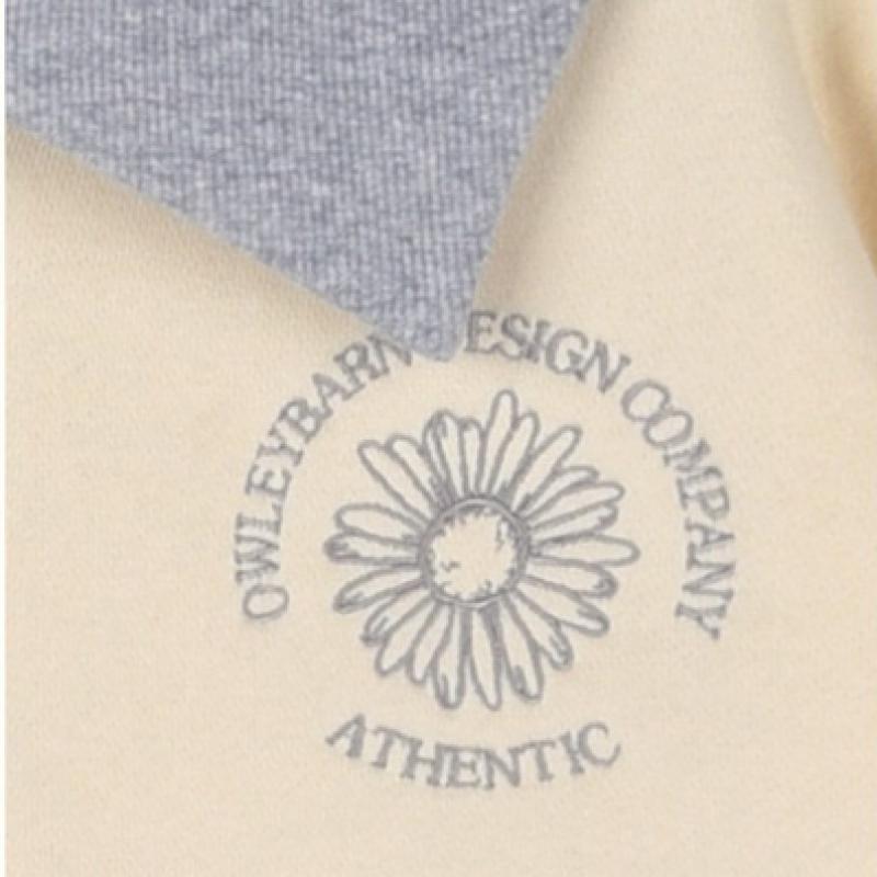  Olivan  Color Embroidery Pocket Hoodie Zip Up  Cream 