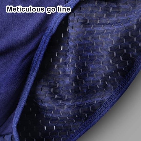 Men Briefs Mid-rise Elastic Waist Mesh Stitching Ice Silk Panties Breathable Solid Color U-Convex Underwear Daily Wear