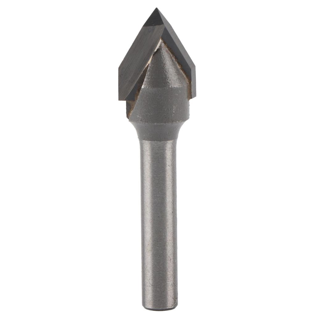 Router Bit 60 Degrees V Type 45# Carbon Steel 6mm Shank with Alloy Head Woodworking Tool(60 Degrees