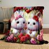 Animals in A Rose Wreath Print Blanket, All-Season Multi-Use for Nap Camping Travel Car Sofa Luxury Gifts Machine Washable
