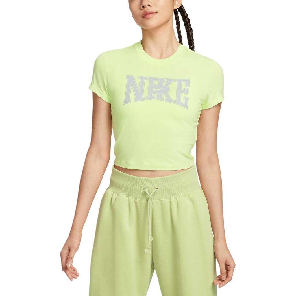 Nike As W Nsw Slim Crop Round Neck Logo Comfortable Short Sleeve Outdoor Quick Dry T-Shirt Women T-Shirt Green HQ1710360