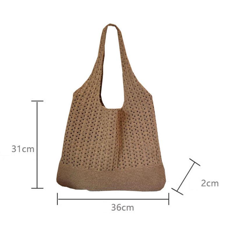 2025 New Women'S Bags Hand-Woven Bucket Bag Large Capacity Casual Lazy Style Hand-Held Tote Bag