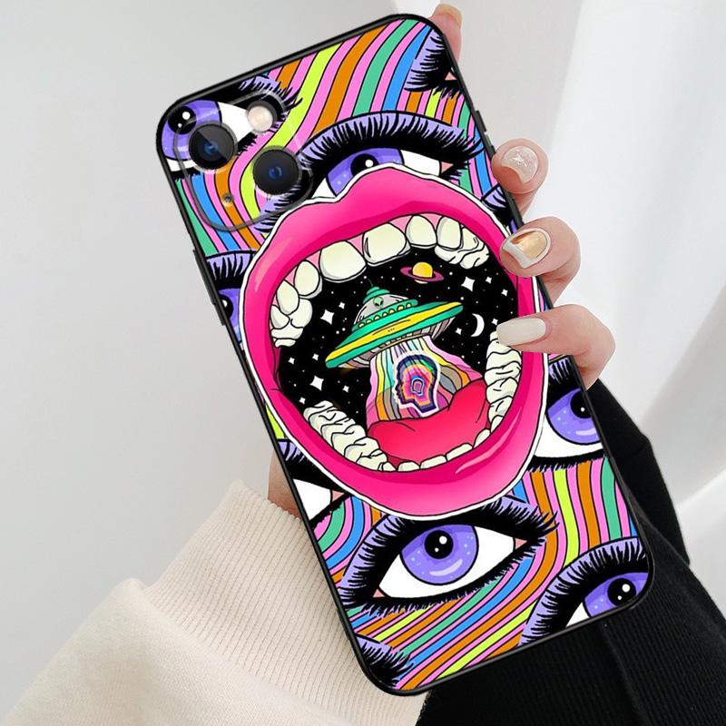 Cute Indie Hippie Phone Case For iPhone 11 12 13 14 15 16 Pro XS Max Mini Cover For iPhone X XR Plus Back Case