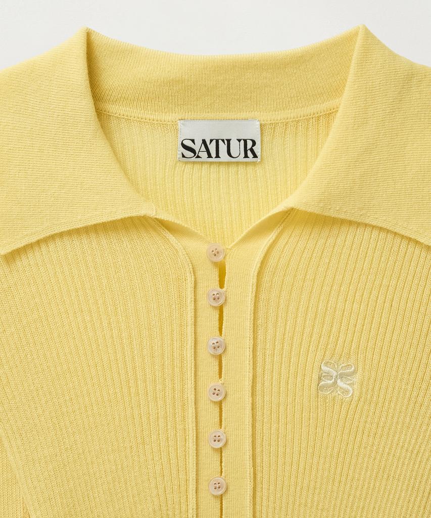 Seteo (W) Collar Button Long Sleeve Knit Yellow
