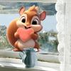 Cute Squirrel Heart Window Sticker: Animal Glass Decoration, Glue-Free PVC Electrostatic Cling