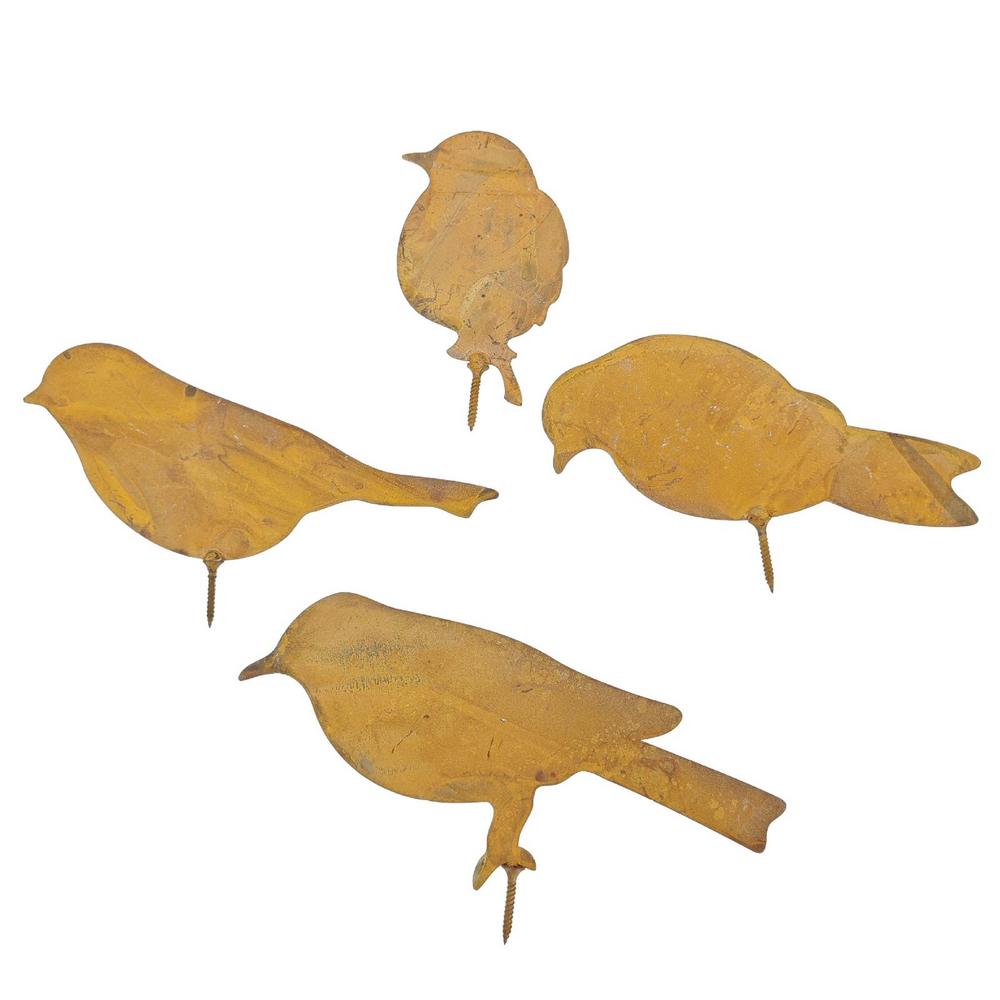4/5pcs set Rusty Metal Bird Silhouettes Garden Fence Ornaments Life-like Country Yard Metal Art crafts Bird Gardening Decoration