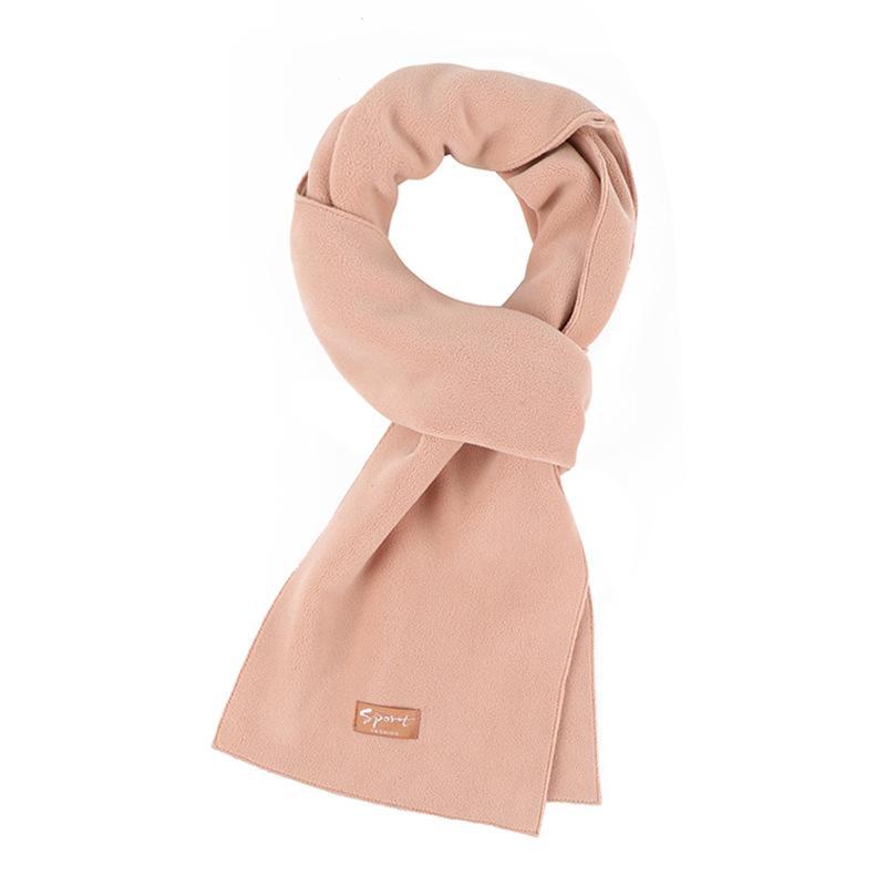 

Женский высококачественный зимний шарф из флиса — однотонный, универсальный, теплый, морозостойкий и удлиненный для защиты шеи на открытом воздухе розовый