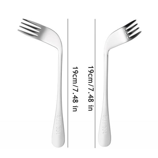Yousheng Stainless Steel Elbow Spoon Elderly Self-Feeding Curved Fork Angled Spoon Disabled Adults Patient Feeding Tableware Adaptive Utensils