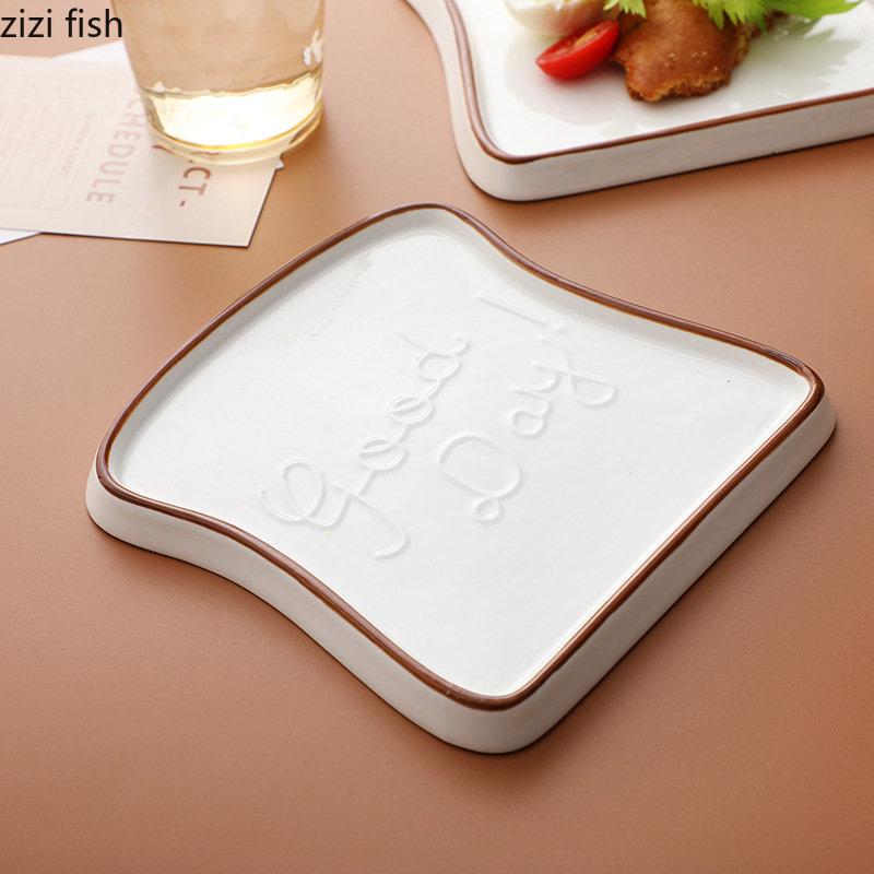 Ceramic Dinner Plate Household Creative Bread Plate Toast Plate Dessert Plates Cake Plates Breakfast Plates Ceramic Tableware