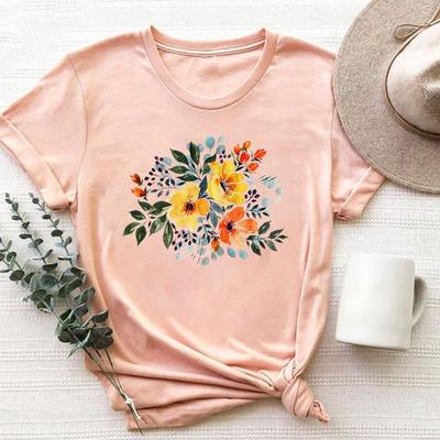 (Asiatische Größe)Kleidung Casual Kurzarm T Top Blume Schöne Trend Süße 90er Jahre Mode T Shirt Frauen Druck Dame Weibliche grafische T-shirt