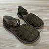 Johnature Sandalias casuales de cuero genuino para mujer, zapatos planos cómodos y versátiles con suela suave y transpirable