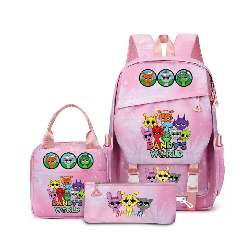 Rhythm Box Sprunki Music Game School Bag Backpack Pencil Bag Three-Piece Set Student Heat Printing Backpack Three-piece set