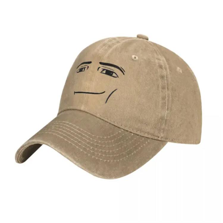 Personality funny smiley face print old washed baseball cap outdoor shading casual cap sun hat