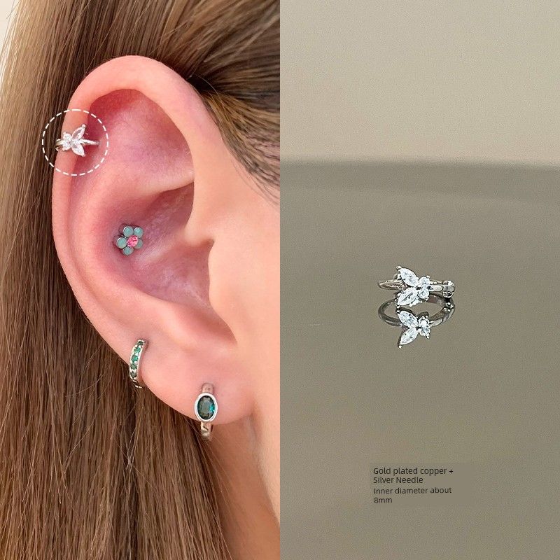 

Small Ear Bone Stud Medical Titanium Steel Ear Studs Fancy Earrings Female Earrings Ear-Caring Titanium Alloy Ear Bone Ring Ear Ear Bone Pin White Diamond small butterfly ear ring 1