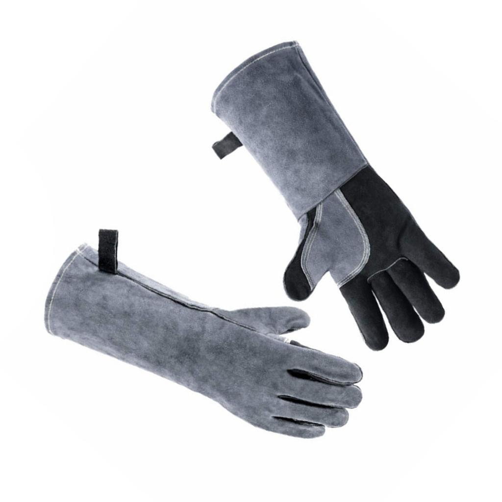1 Pair Forge Welding Gloves High Temperature Resistant Cowhide BBQ Gloves Cooking Gloves for