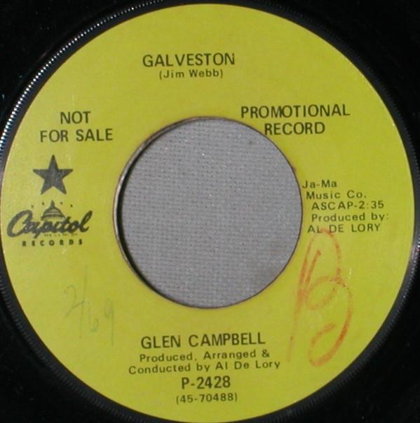 

7-дюймовая пластинка ГЛЕН КЭМПБЕЛЛ Galveston How Come Every Time I I P2428 Capitol Records 1969 США Кантри/Фолк Б/у