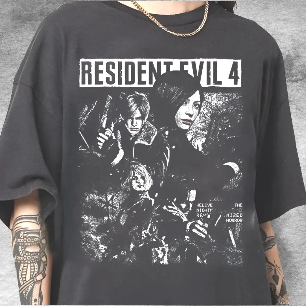 Resident Evil 4 game Casual Trendy Graphic Vintage Y2K T Shirt Women Unisex Cotton Tee Summer Spring Oversized Novelty Loose tops