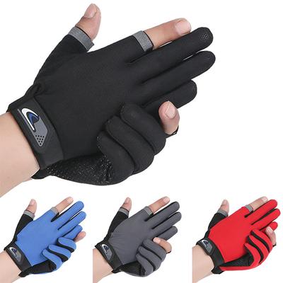 Men Fishing Gloves Women Two Finger Cut Male Touchscreen Angling Anti-Slip Sun
