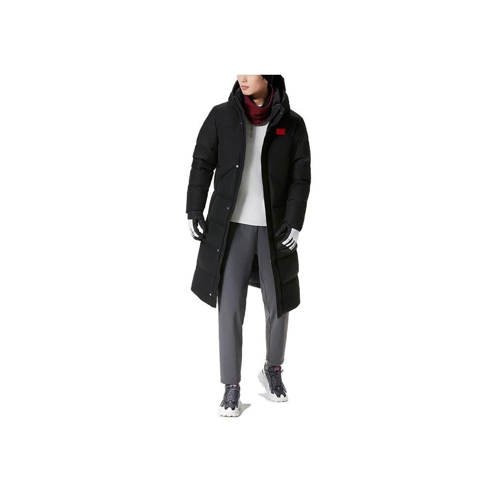 Anta Champion All-Weather Series Long Warm Hooded Zipper Down Jacket Unisex Outerwear Black 152350903-2