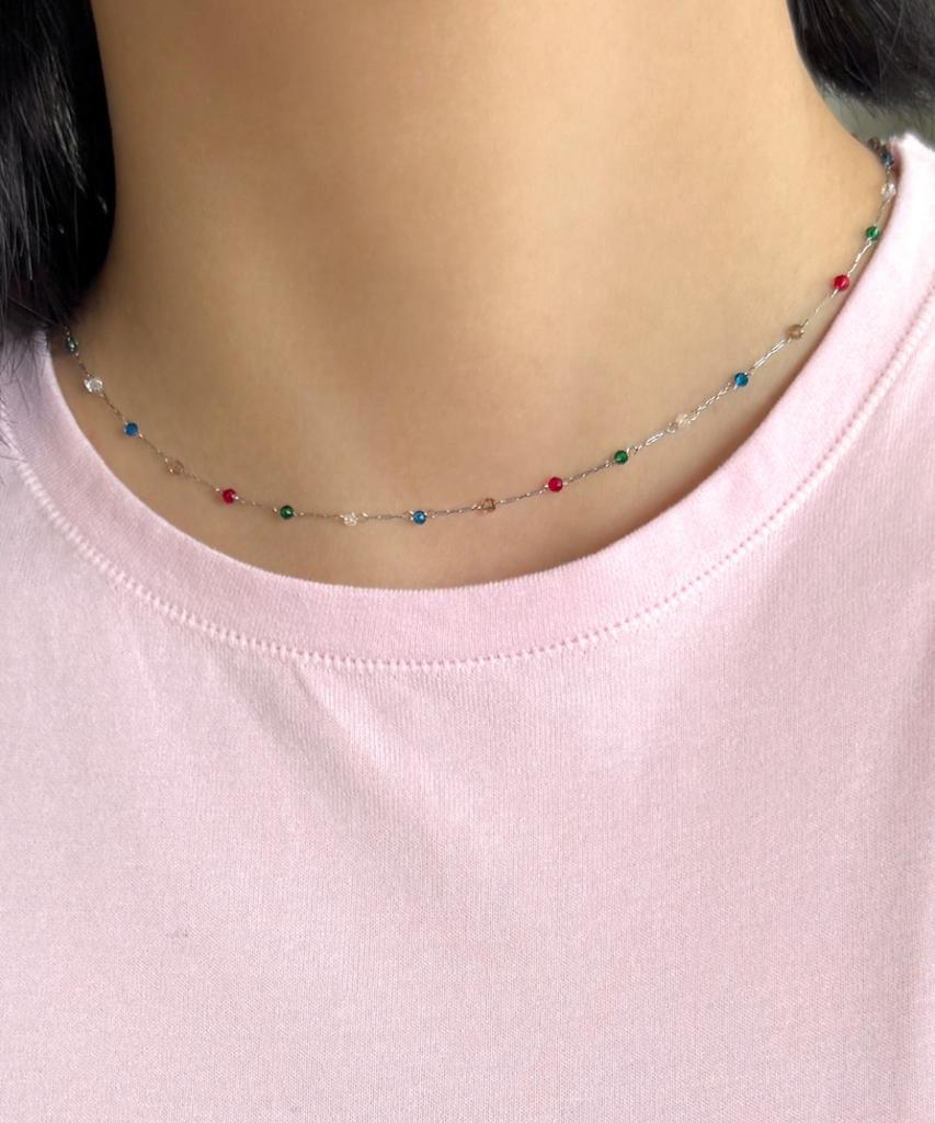 Fantastic Planet Color Crystal Dot Necklace