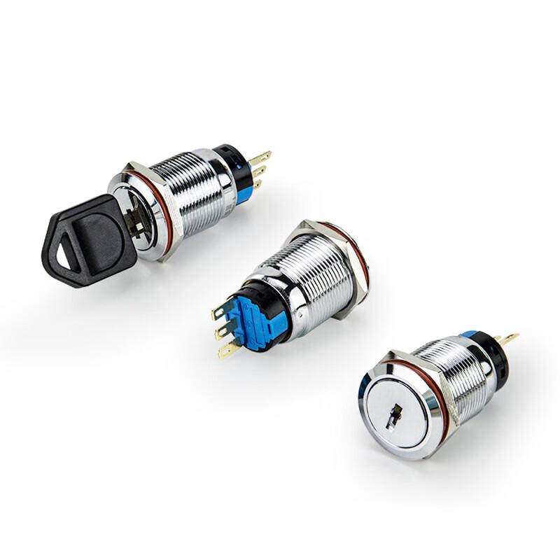 HUNJUN 19MM Metal Latching Key Rotary Switch