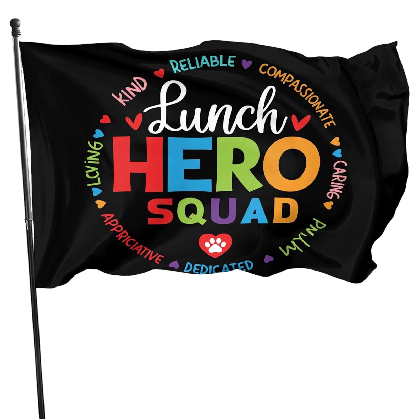 

Lunch Hero Squad Banner 90x150cm Single Layer Single Side Digital Print with 2 Grommets School Cafeteria Decoration Outdoor Indoor Use One Size