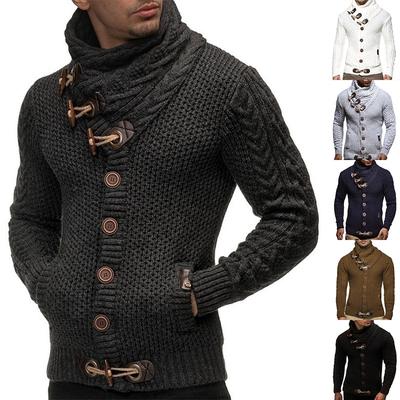 Casual Men's Autumn and Winter Single-breasted Sweaters European and American Long-sleeved Large Size Turtleneck Sweaters