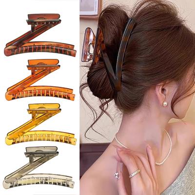 Einfache Z-förmige halbtransparente Haarspangen Haarnadel Mode Haarschmuck Große Haarklammer für Frauen Mädchen