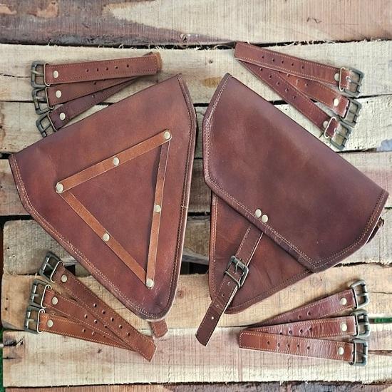 Кожаная мотоциклетная сумка Треугольные седельные сумки Велосипедная сумка лучше всего подходит для байкеров, Harley Davidson, Indian или Custom Bike