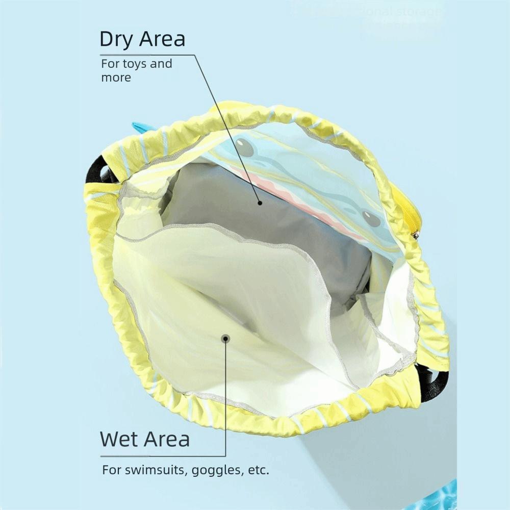 Separation Storage Wet Dry Bag Portable Beach Backpack Shark Drawstring Swimming Bag Children Use