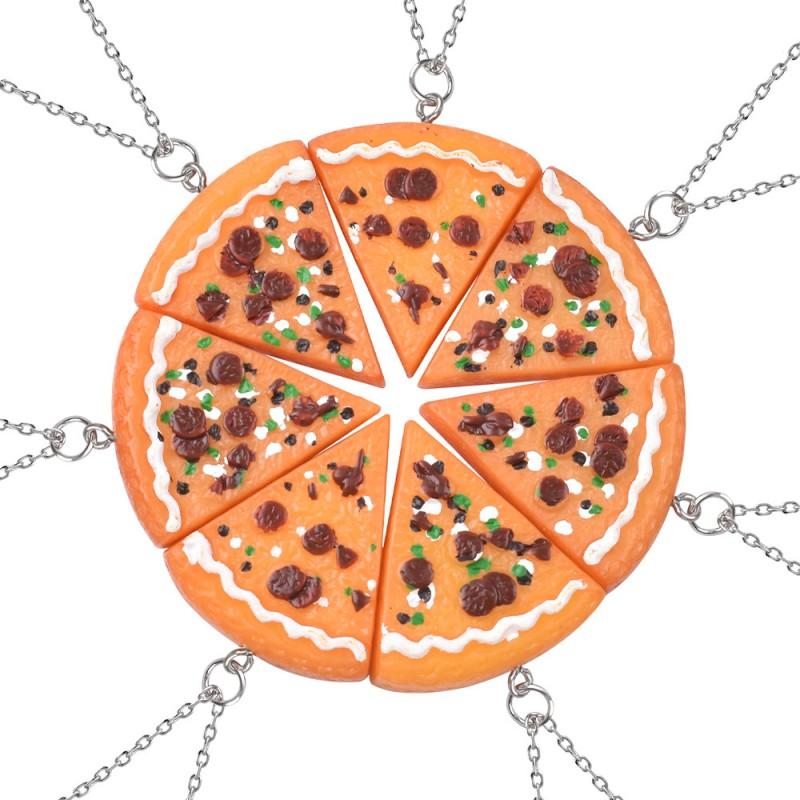 

New Round Seven-piece Set Spliced Pizza Necklace Good Friends Friendship Pendant