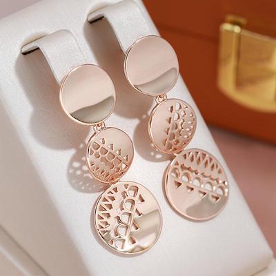 Glatte runde Stück-Anhänger-Ohrringe, geometrisch, goldfarben, für Mädchen, Schmuck, Party, Damen-Accessoires