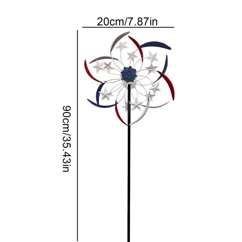 Garden Wind Spinners Metal Patriotic Windmill Red White Blue Spinners Patriotic Yard Decor Outdoor Wind Spinners 4th Of July